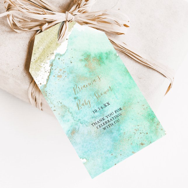 Einfache Gold- und Green-Minimalistisch-Baby-Dusch Geschenkanhänger (Von Creator hochgeladen)