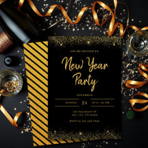Einfache Gold- und Schwarz-Sparkling Silvesterpart