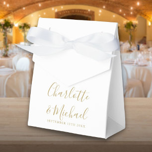 Einfache Gold- und weiße Schrift Hochzeit  Geschenkschachtel