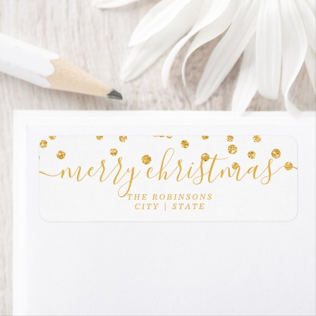 Einfache GOLD Weihnachts-Glitzer White Family Rück (Insitu)