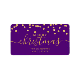 Einfache GOLD Weihnachtsfeiertage Glitzer Lila Adressaufkleber