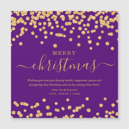Einfache GOLD Weihnachtsfeiertage Glitzer Lila Magnetkarte