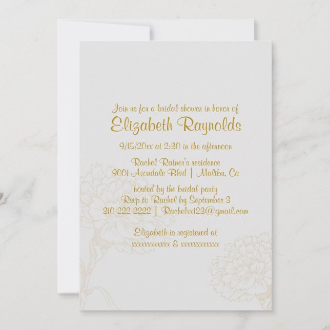 Einfache Goldbridal-Dusche Einladungen (Vorderseite)