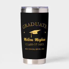 Einfache Golden Cap Typografy Abschluss Geschenkna Thermobecher