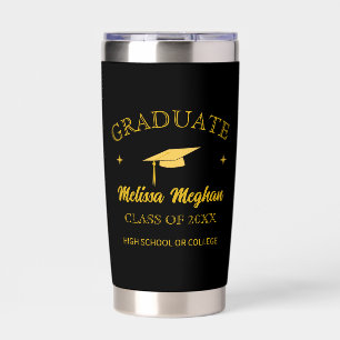 Einfache Golden Cap Typografy Abschluss Geschenkna Thermobecher
