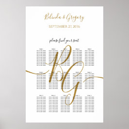 Einfache Golden Initial Wedding Seating Chart Poster