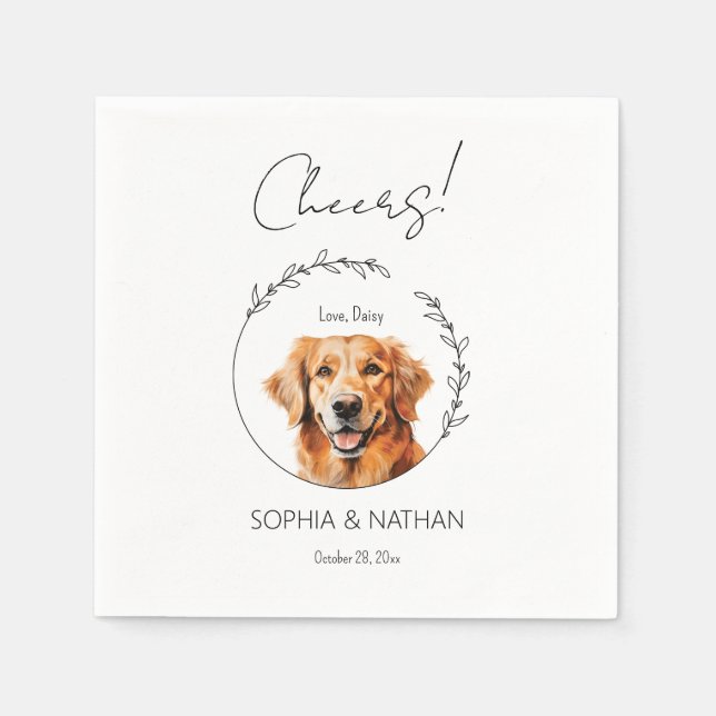 Einfache Golden Retriever Dog Wedding Cocktail Serviette (Vorderseite)