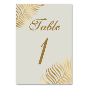Einfache Golden Tropical Blätter Hochzeit Tischnummer