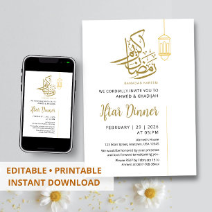 Einfache goldene Laterne Minimalistischer Ramadan Einladung