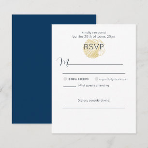 Einfache goldene Meeresschnecke und tiefes Preussi RSVP Karte