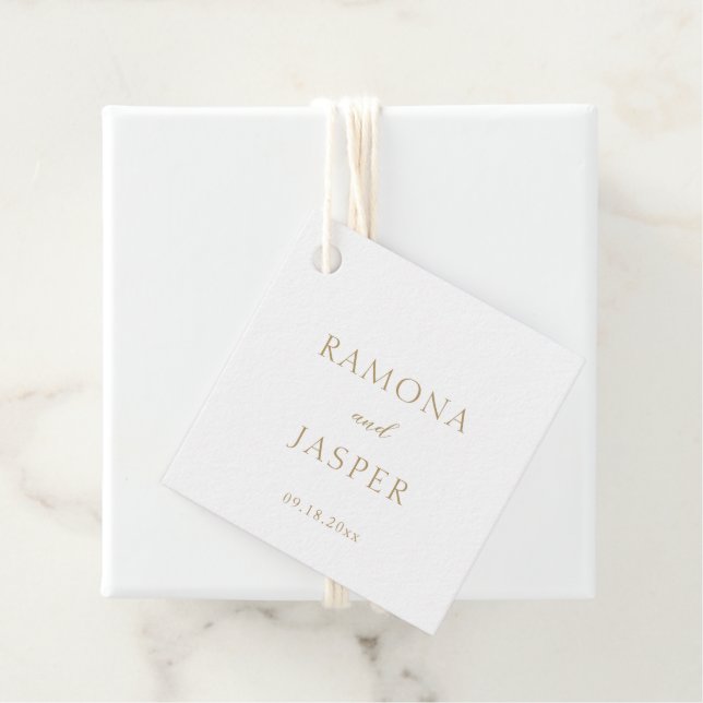 Einfache, goldene, moderne Hochzeit Geschenkanhänger (Beispiel)