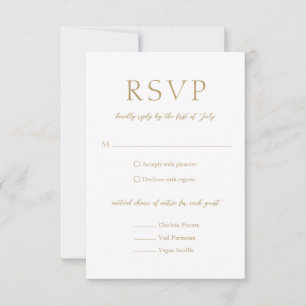 Einfache, goldene, moderne Hochzeit RSVP Karte