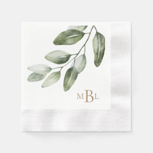 Einfache goldene Monogram-Grüne geprägt Serviette