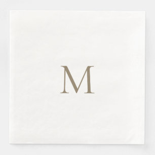 Einfache goldene Monogramm-Weißpapier-Serviette Serviette