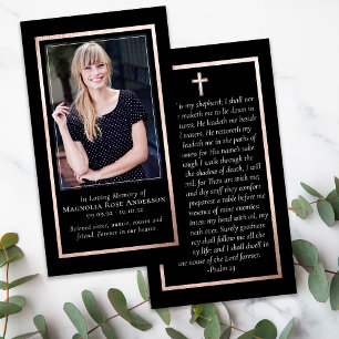 Einfache goldene Rahmenkreuz-Gedenk-Gebetskarte