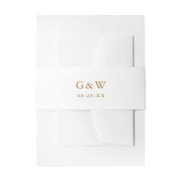 Einfache Goldfarbenmonogramme und Datumsangaben Einladungsbanderole