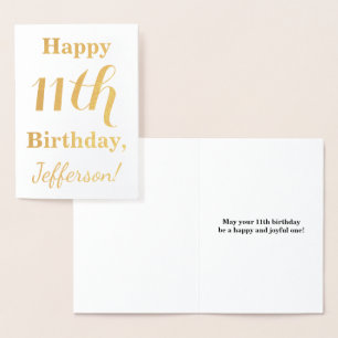 Einfache Goldfolie 11. Geburtstag + Individuelle N Folienkarte
