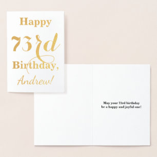 Einfache Goldfolie "HAPPY 73. BIRTHDAY" + Name Folienkarte
