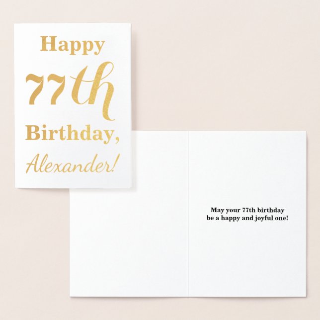 Einfache Goldfolie "HAPPY 77. GEBURTSTAG" + Name Folienkarte (Anzeige)