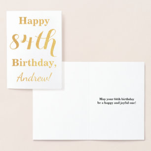 Einfache Goldfolie "HAPPY 84. GEBURTSTAG" + Name Folienkarte