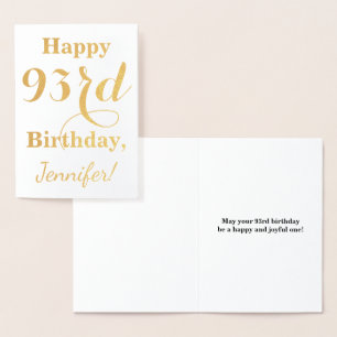 Einfache Goldfolie "HAPPY 93. BIRTHDAY" + Name Folienkarte