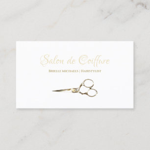 Einfache Goldhaarstyllische Schere Friseursalon Visitenkarte