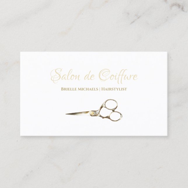 Einfache Goldhaarstyllische Schere Friseursalon Visitenkarte (Vorderseite)