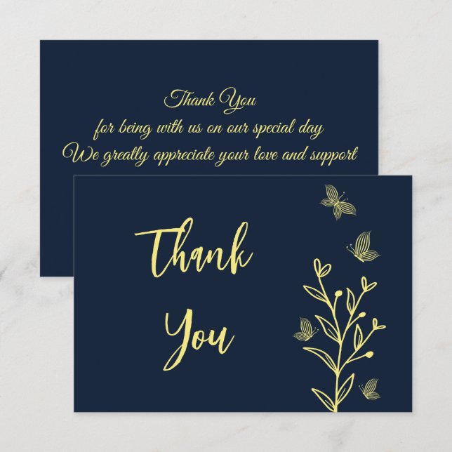Einfache Goldhochzeit für Blume Dankeskarte (Vorne/Hinten)
