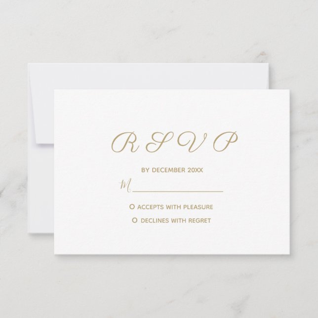Einfache Goldhochzeit RSVP Karte (Vorderseite)