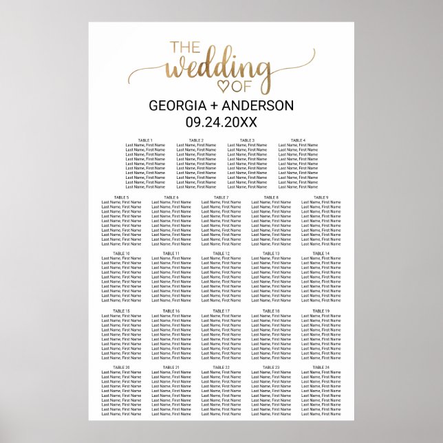 Einfache Goldkalligrafie-Hochzeitskarte Poster (Vorne)