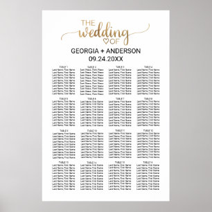 Einfache Goldkalligrafie-Hochzeitskarte Poster