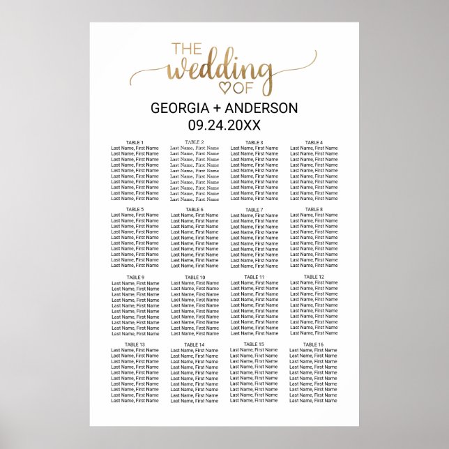 Einfache Goldkalligrafie-Hochzeitskarte Poster (Vorne)