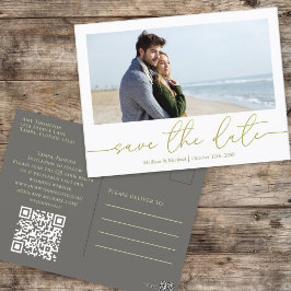 Einfache Goldkalligrafie Modernes Foto QR-Code Postkarte