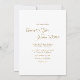 Einfache Goldkalligraphie in einer Hochzeit Einladung