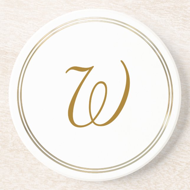 Einfache Goldkreise und Monogramm-Schablone Getränkeuntersetzer (Vorne)