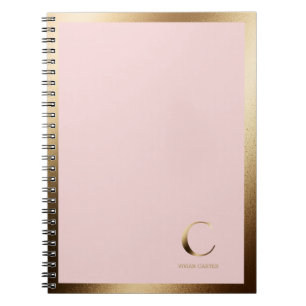 Einfache Goldmonogramm Gerahmt Pink Notizblock