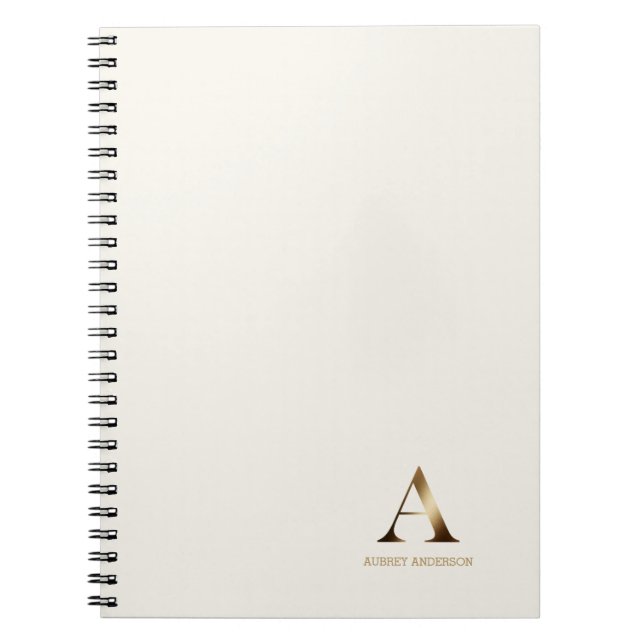 Einfache Goldmonogramm | Ivory Off White Notizblock (Vorderseite)