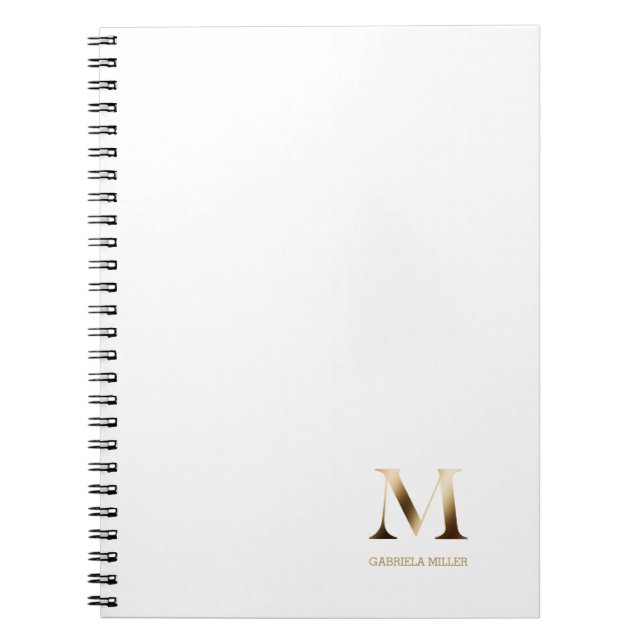 Einfache Goldmonogramm | Weiß Notizblock (Vorderseite)