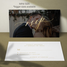 Einfache Goldschrift Moderne Hochzeit Foto RSVP