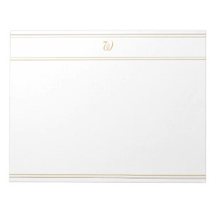 Einfache Goldstreifen und Monogramm-Schablone Notizblock