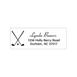 Einfache Golf Clubs und Ball Theme Rücksendeadress Gummistempel
