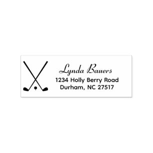 Einfache Golf Clubs und Ball Theme Rücksendeadress Gummistempel