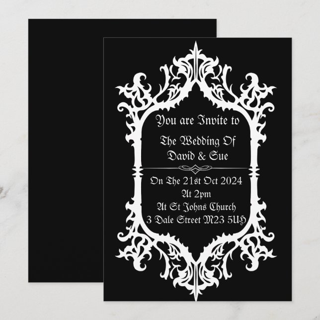 Einfache gotische Hochzeitseinladungen Einladung (Vorne/Hinten)