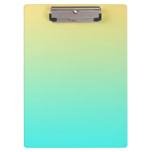 Einfache Gradient Pastell Gelb Türkis Klemmbrett (Vorderseite)