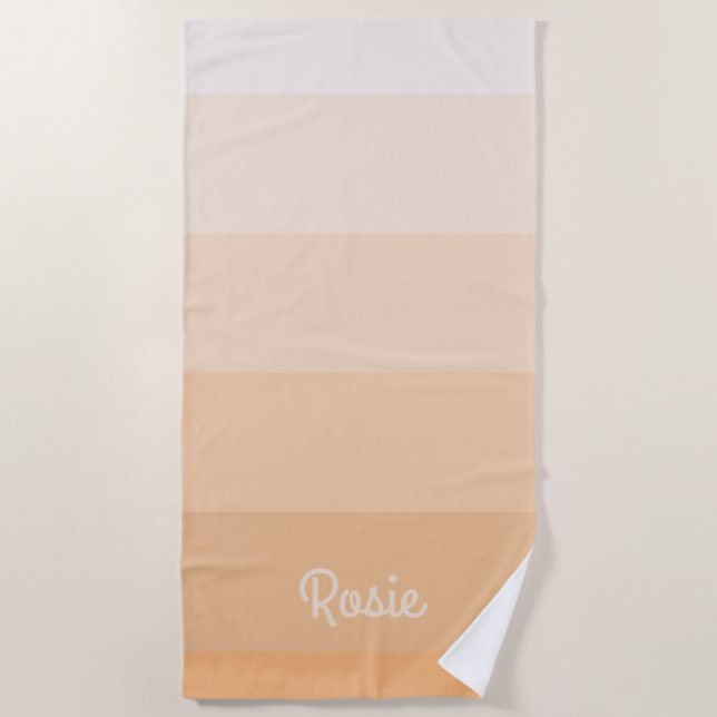 Einfache Gradient Peach Stripes mit Individuelle N Strandtuch (Vorderseite)