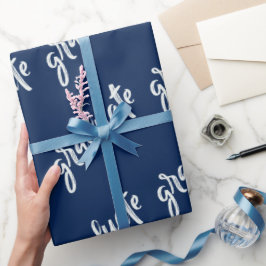 Einfache Graduate Blue and White Graduation Party Geschenkpapier