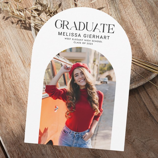Einfache Graduate Foto 2025 Graduation Party Einladung (Graduation 2025 Arch Photo Block Party Invitation)
