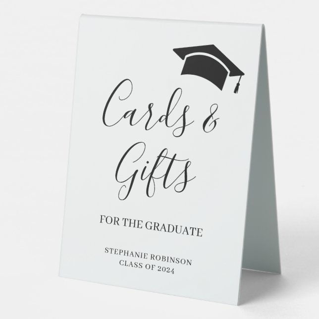 Einfache Graduiertenkarten und Geschenke Tischaufsteller (Rückseite)