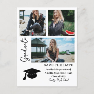 Einfache Graduiertenschrift   Save the Date Foto Ankündigungspostkarte