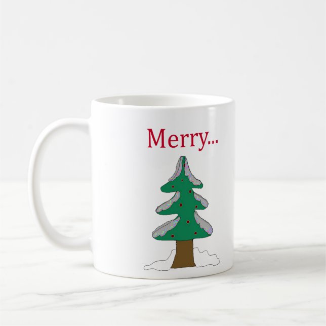 Einfache grafische Weihnachtsbaum-Tasse Kaffeetasse (Links)